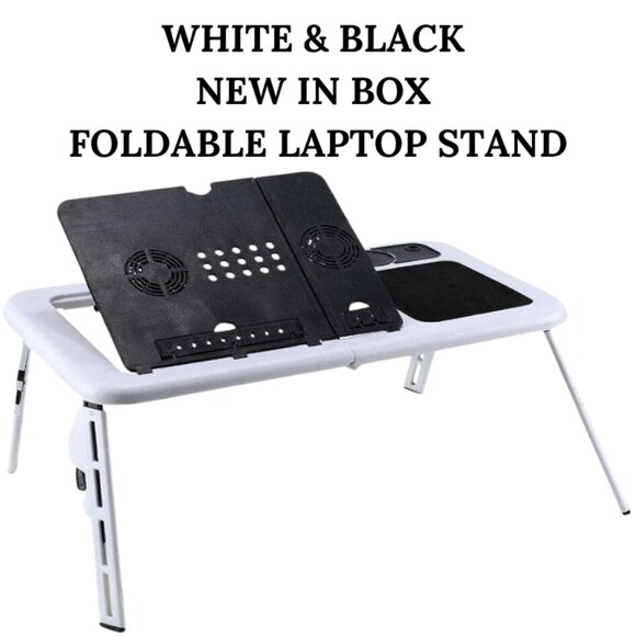 WHITE & BLACK FOLDABLE/PORTABLE LAPTOP STAND - NEW IN BOX - Picture 1 of 2